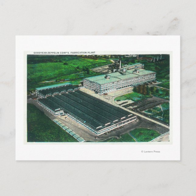 Aerial View of Goodyear-Zeppelin Fabrication Postcard (Front)