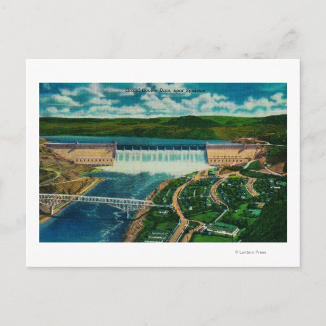 Aerial View of Grand Coulee Dam Postcard (Front)