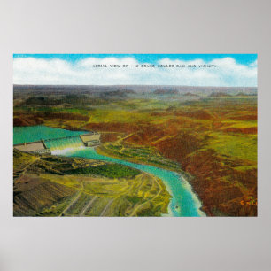 Aerial view of Grand Coulee Dam Poster