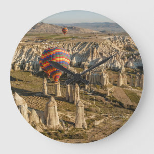 Aerial View Of Hot Air Balloons, Cappadocia 2 Large Clock