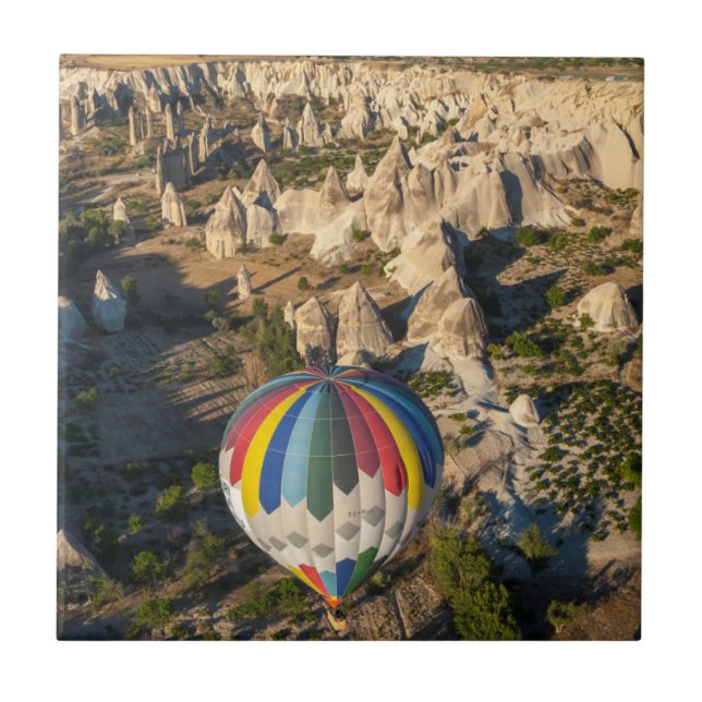 Aerial View Of Hot Air Balloons, Cappadocia Ceramic Tile (Front)
