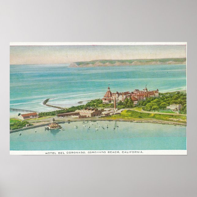 Aerial View of Hotel del Coronado Poster (Front)