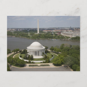 Aerial view of Jefferson and Washington Memorial Postcard