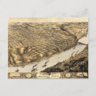 Aerial View of Kansas City, Missouri (1869) Postcard