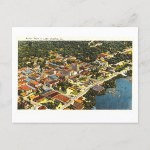 Aerial View of Lake Charles, Louisiana, Vintage Postcard