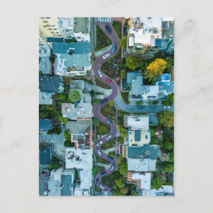 AERIAL VIEW OF LOMBARD STREET, SAN FRANCISCO, USA POSTCARD