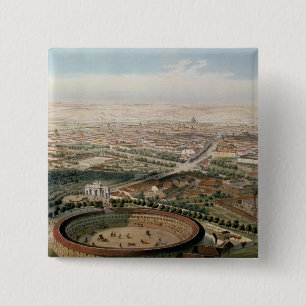 Aerial View of Madrid from the Plaza de Toros 15 Cm Square Badge