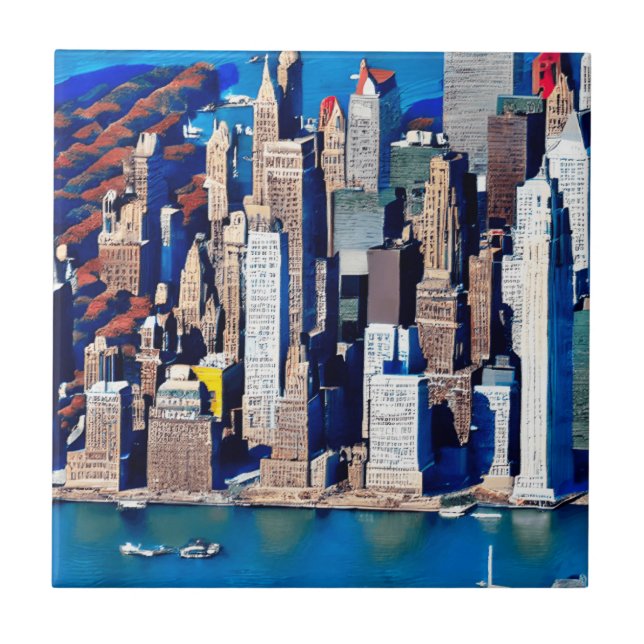 Aerial View of Manhattan Pattern  Ceramic Tile (Front)