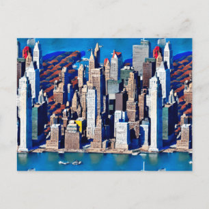 Aerial View of Manhattan Pattern  Postcard