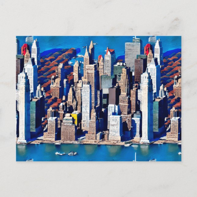 Aerial View of Manhattan Pattern  Postcard (Front)