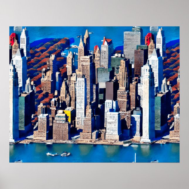 Aerial View of Manhattan Pattern Poster (Front)