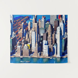 Aerial View of Manhattan Pattern Tapestry