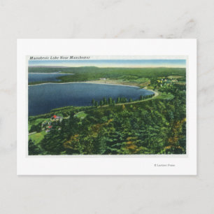 Aerial View of Massabesic Lake near City Postcard