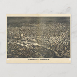 Aerial View of Minneapolis, Minnesota (1885) Postcard