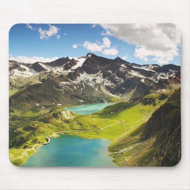 Aerial View of Mountain and Body of Water Mouse Pad (Front)