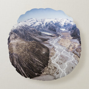 AERIAL VIEW OF MOUNTAIN RANGES ROUND CUSHION
