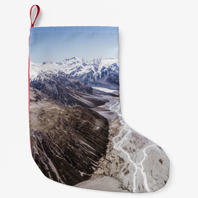 AERIAL VIEW OF MOUNTAIN RANGES SMALL CHRISTMAS STOCKING (Front)
