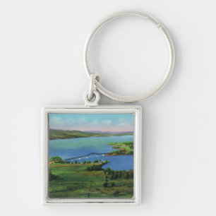 Aerial View of New Bridge Connecting NY and VT Key Ring