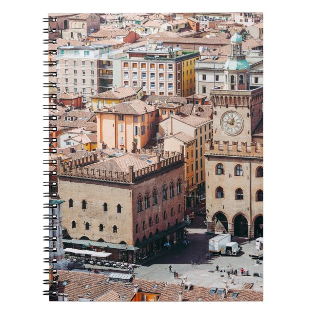 Aerial view of Piazza Maggiore square and San Petr Notebook (Front)