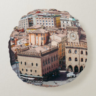 Aerial view of Piazza Maggiore square and San Petr Round Cushion