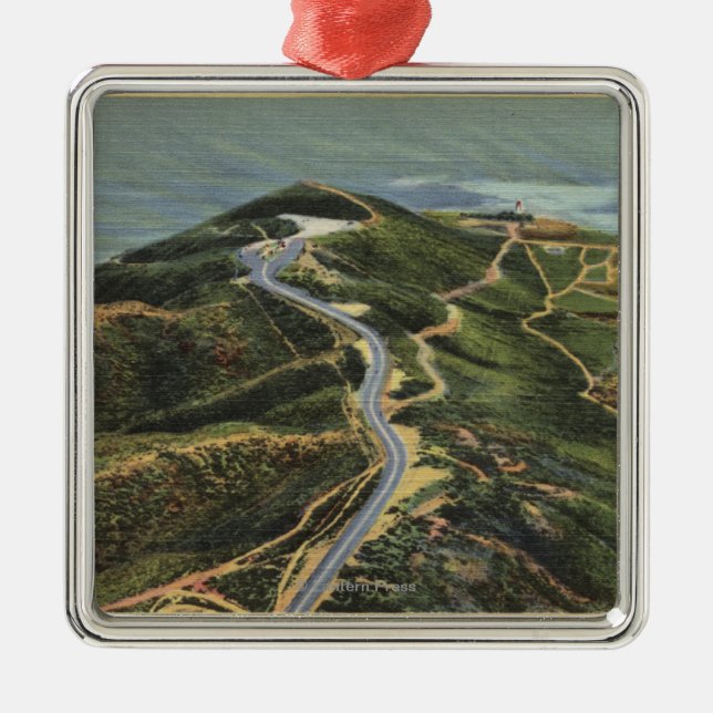 Aerial View of Point Loma Metal Ornament (Front)