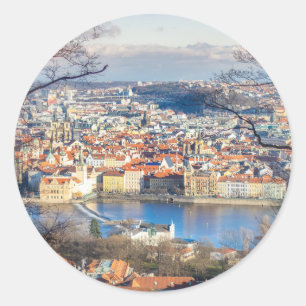 Aerial view of Prague Classic Round Sticker