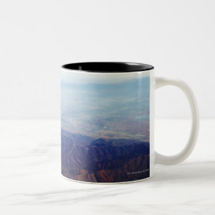 Aerial view of red brown mountains Two-Tone coffee mug