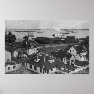 Aerial View of Residences and River Front Poster