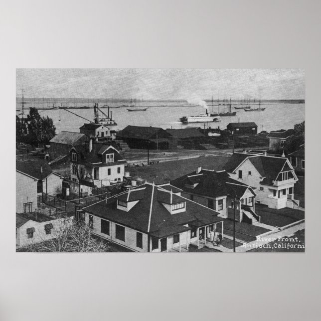 Aerial View of Residences and River Front Poster (Front)