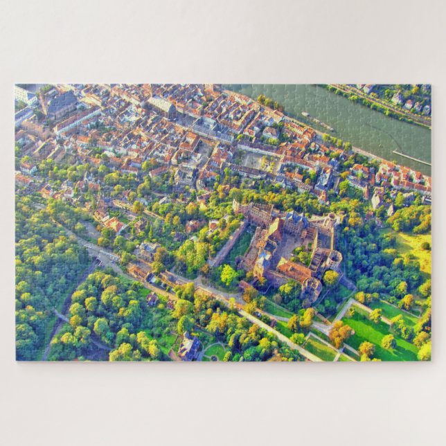 Aerial view of romantic Heidelberg city & castle Jigsaw Puzzle (Horizontal)