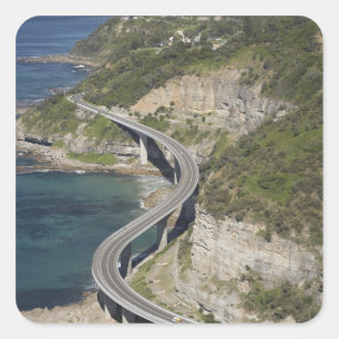 Aerial view of Sea Cliff Bridge near Wollongong, Square Sticker