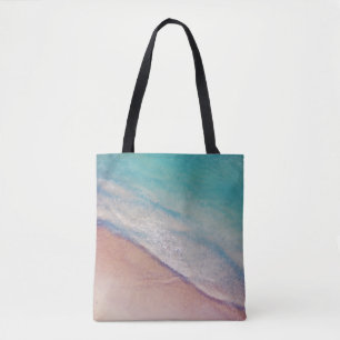 Aerial view of seashore tote bag