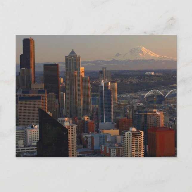Aerial view of Seattle city skyline 2 Postcard (Front)