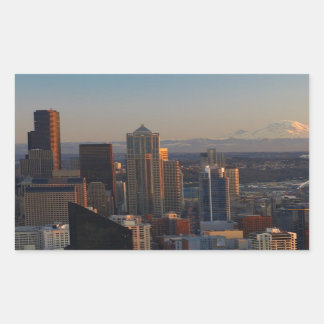 Aerial view of Seattle city skyline 2 Rectangular Sticker