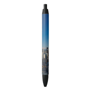 Aerial view of Seattle city skyline Black Ink Pen