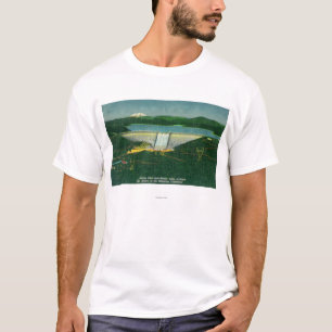 Aerial View of Shasta Dam, Lake, Mountain at T-Shirt