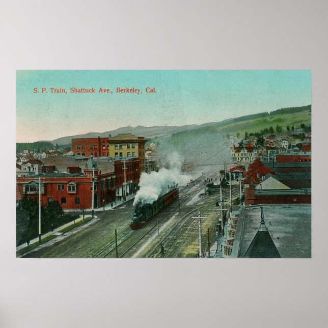 Aerial View of Shattuck Ave SP Train Poster (Front)