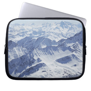 Aerial view of snow covered mountains laptop sleeve