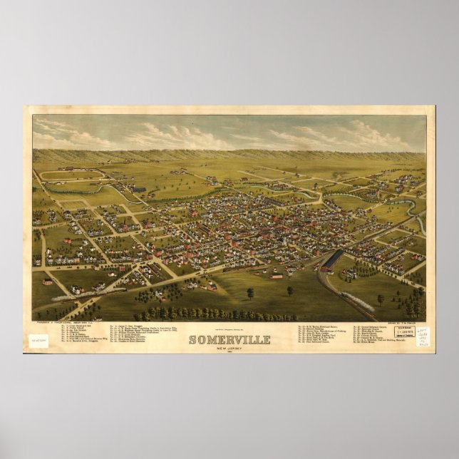 Aerial View of Somerville, New Jersey (1882) Poster (Front)