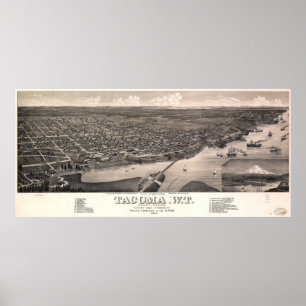 Aerial View of Tacoma, Washington (1884) Poster