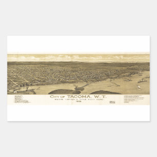 Aerial View of Tacoma, Washinton (1885) Rectangular Sticker