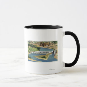 Aerial View of the Bonneville Dam Power Plant Mug