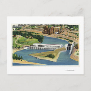 Aerial View of the Bonneville Dam Power Plant Postcard