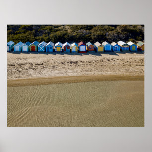 Aerial view of the Brighton beach in Melbourne Poster