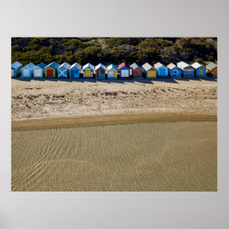 Aerial view of the Brighton beach in Melbourne Poster