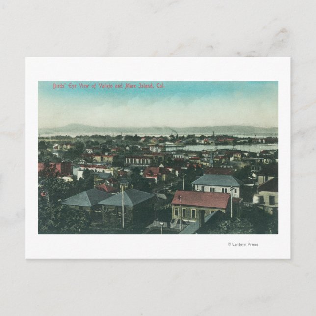 Aerial View of the City and Mare Island Postcard (Front)