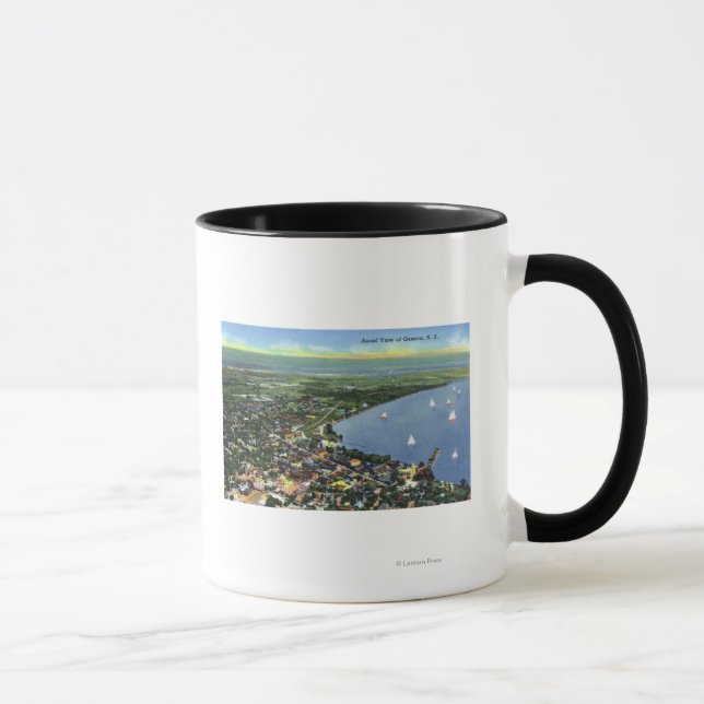 Aerial View of the City, Sailboats on the Lake Mug (Right)