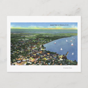 Aerial View of the City, Sailboats on the Lake Postcard