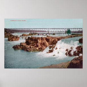 Aerial View of the Falls and Bridge Poster
