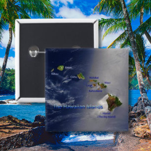 Aerial View of the Hawaiian Islands 15 Cm Square Badge